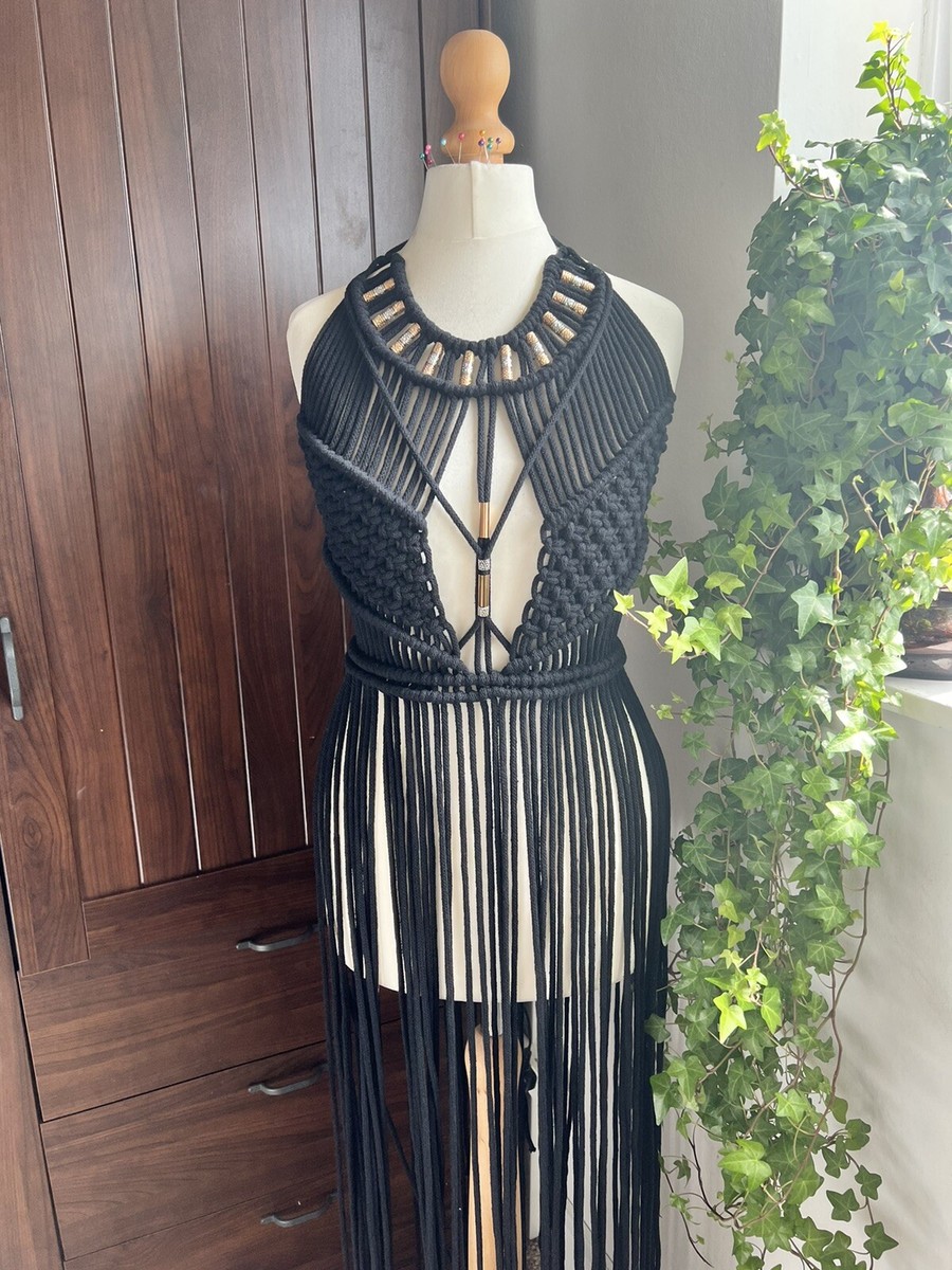 Tulum Style Festival Maxi Dress Coachella Black And Gold Boho