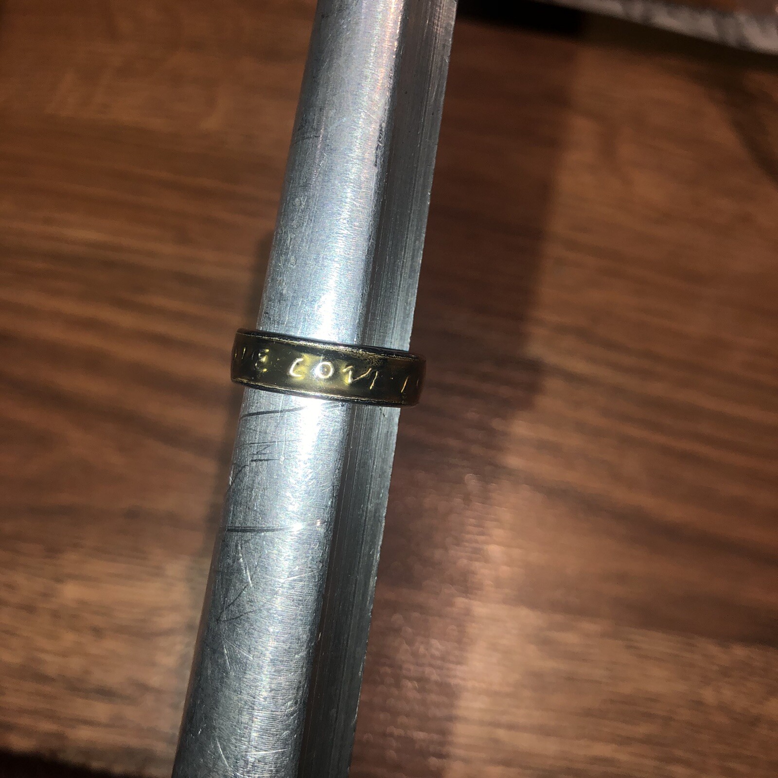 Silver Tone LOVE Ring Size 6 Stackable Brown Enam… - image 7