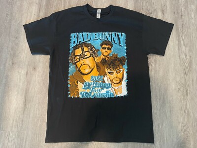 Rare Bad Bunny 2022 El Ultimo Tour Del Mundo Mens Promo T Shirt Large Black New
