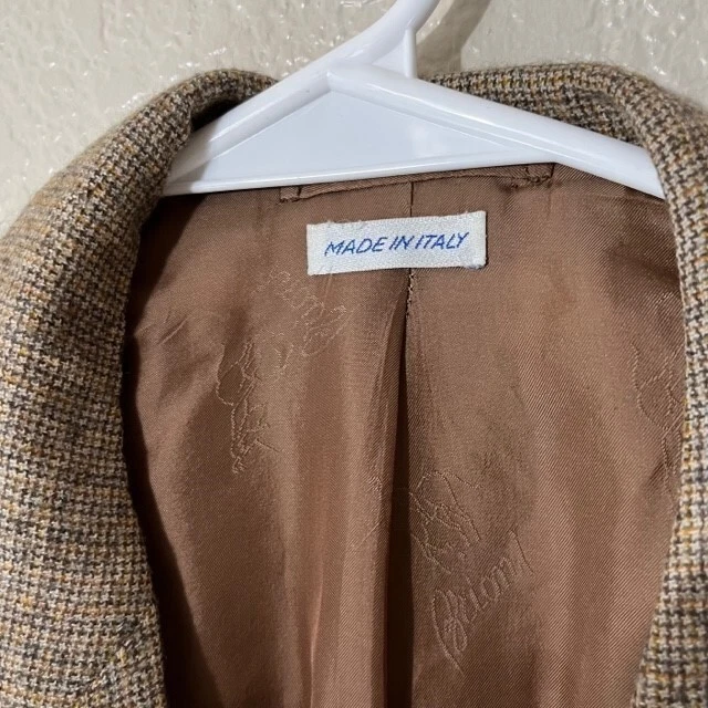 Brioni Augusto 棕色橙色编织 100% 纯羊绒运动外套夹克 42L — 第 3/4 张图片