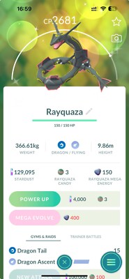 Shiny Rayquaza have Dragon Ascent moveset - P T C - Read Description