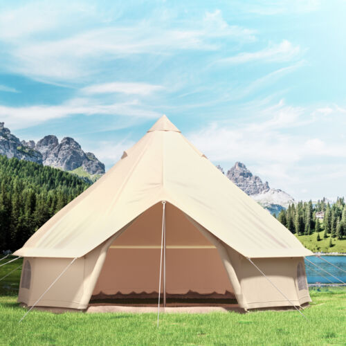 VEVOR 5M 4-Season Canvas Bell Tent Waterproof Canvas Glamping Yurt Teepee Tents - Afbeelding 1 van 12