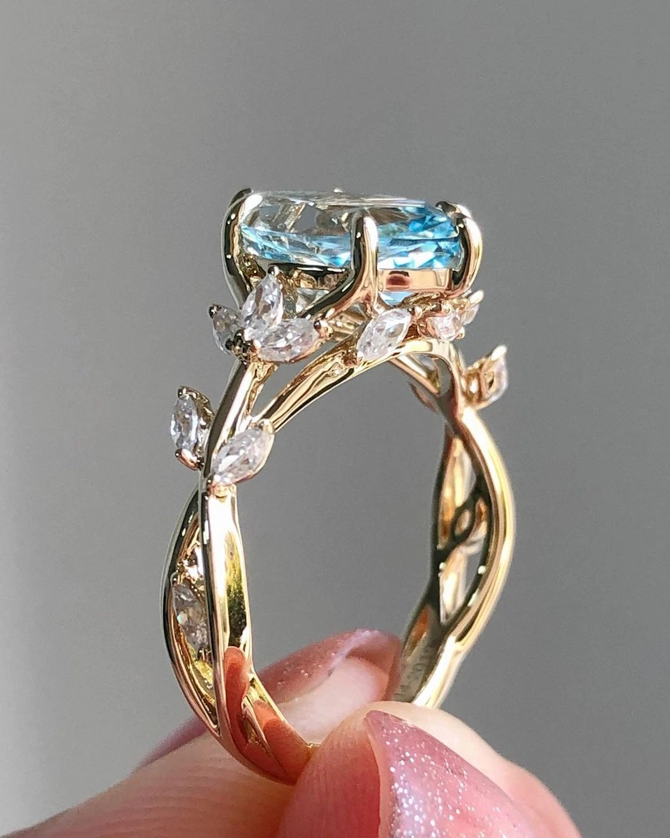 London Blue Topaz & Diamond 3-Stone Engagement Ring