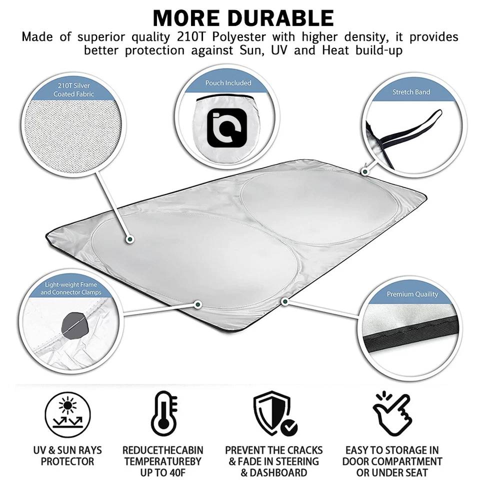 1 pieza 75''x 35"" plegable visera delantera trasera ventana coche parasol cubierta parabrisas Foto 3 de 4