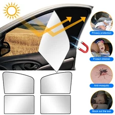 4pcs Car Magnetic Side Front & Rear Window Sun Shade Curtains Cover UV Shield