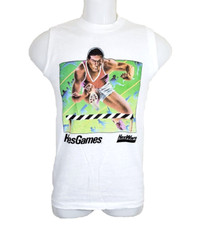 HesWare HesGames Shirt Mens Small 34 Vintage 1984 White Sleeveless Commodore 64