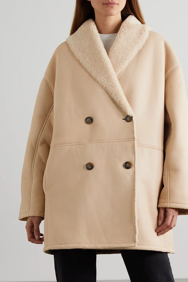 Oversized shearling deals coat