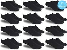 Men's All Black Thin and Lightweight Low Cut Ankle Socks Value Pack of 12 