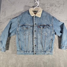 Levi's Premium Denim Trucker Jacket Sherpa Lined Button Up Light Wash S