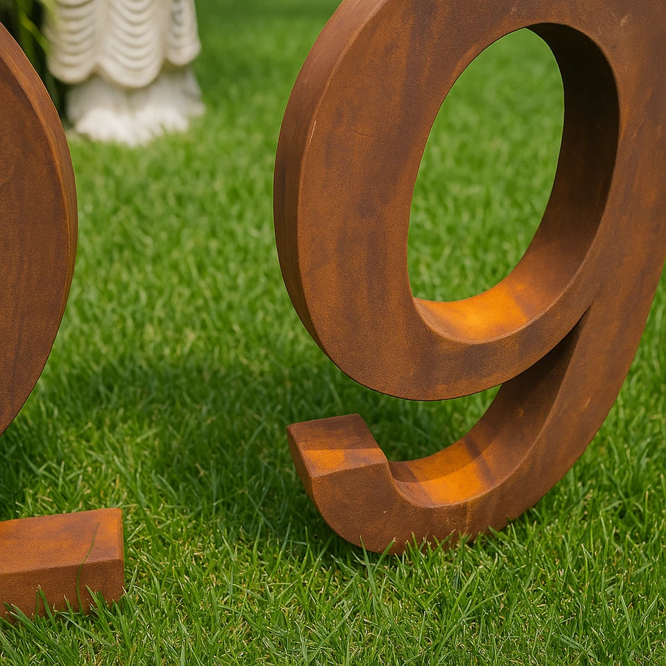 Edelrost Hausnummer aus Metall Rost Gartenstecker Handarbeit 032062 H40cm - Bild 2 von 4