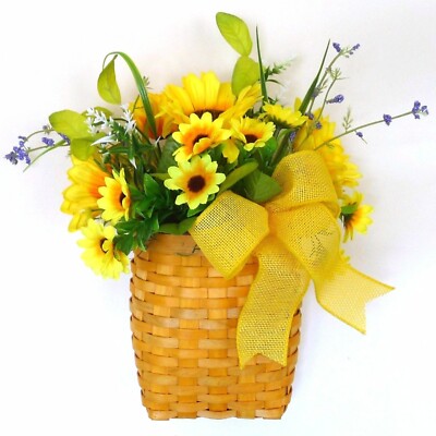 Sunflower Sunshine Floral Daisy Basket Wall Table Bright Lemon Yellow Flowers