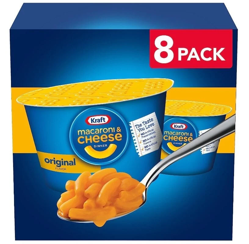全新 Kraft 原装 Mac N 奶酪通心粉和奶酪杯 8 克拉盒 — 第 2/4 张图片
