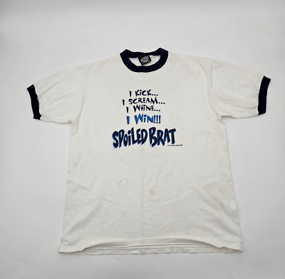 Vintage Spoiled Brat Ringer Shirt Size Large Graphic I SCREAM I WHINE I WIN !!