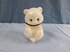 Fenton White Carnival Glass Painted Birthstone Bear Figurine July Ruby Red INV2