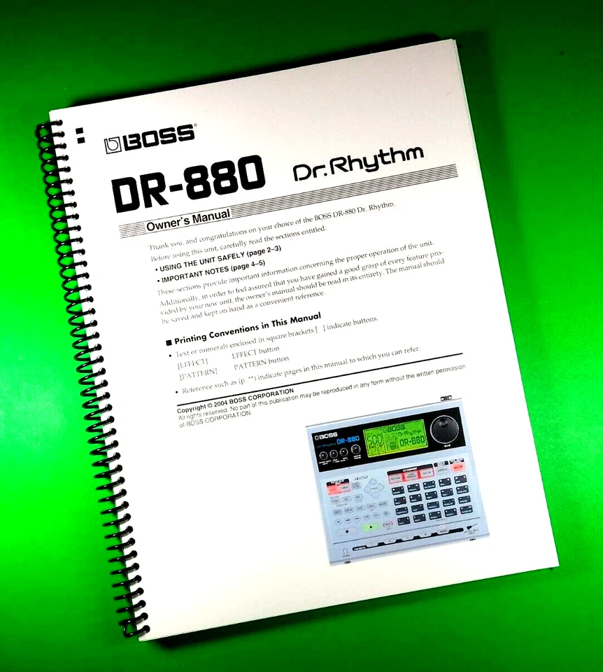 Owners Manual for BOSS DR-880 Dr. Rhythm 168 Pages W/Clear Covers
