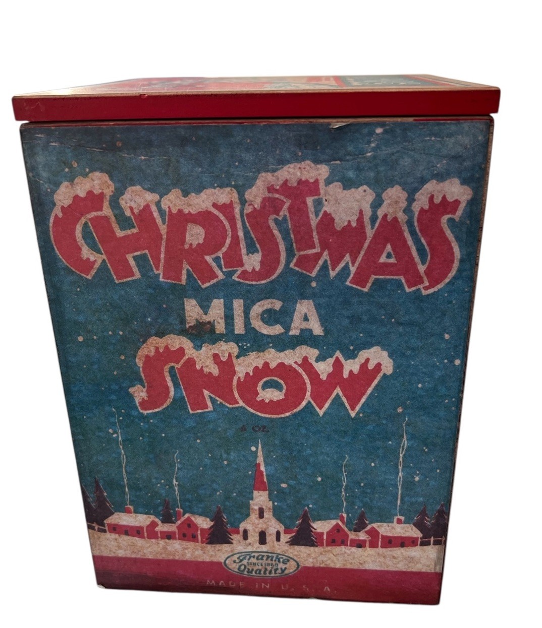 NEW RETRO WOODEN 8” GIFT BOX EMPTY  CHRISTMAS SNOW BY DOUBL-GLO FAST SHIP