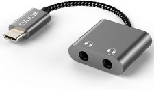 USB C Double Headphone Splitter, Type C to Dual 3.5Mm Jacks Audio Sharing Adapte