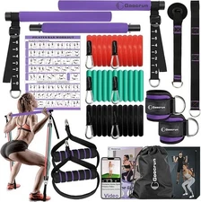 Portable Pilates Bar and Resistance Band Set 20/30/50 LB. Multipurpose Home Gym