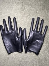 Short Black Latex Gloves Minimalist Fetish Goth Club Wear, 2 Pair, Size 7.5-8