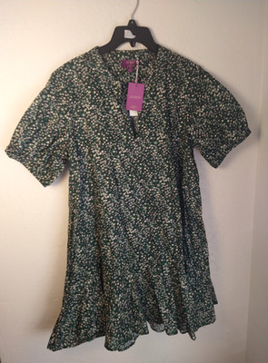 J Crew Delilah dress in Liberty  Marguerite floral Petite Lg Black Green Multi