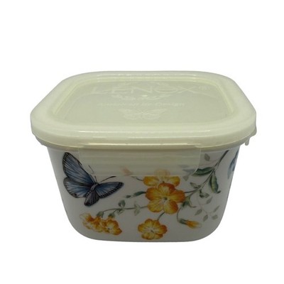 Lenox Butterfly Meadow Square Food Storage Container with Lid Porcelain 16oz