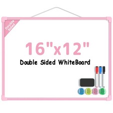 MaxGear Double-Sided Dry Erase Board for Wall, 16"x12" Hanging 16"x12", Pink