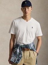  55 Polo Ralph Lauren Men  s Classic Fit Jersey V-Neck T-Shirt White Small