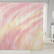 Pastel Girls Bathroom Shower Curtain Sets, Galaxy Glitter Shower Curtain For ...