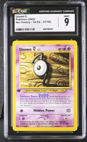 Unown [G] (1st Edition) graded CGC 9 for sale on eBay