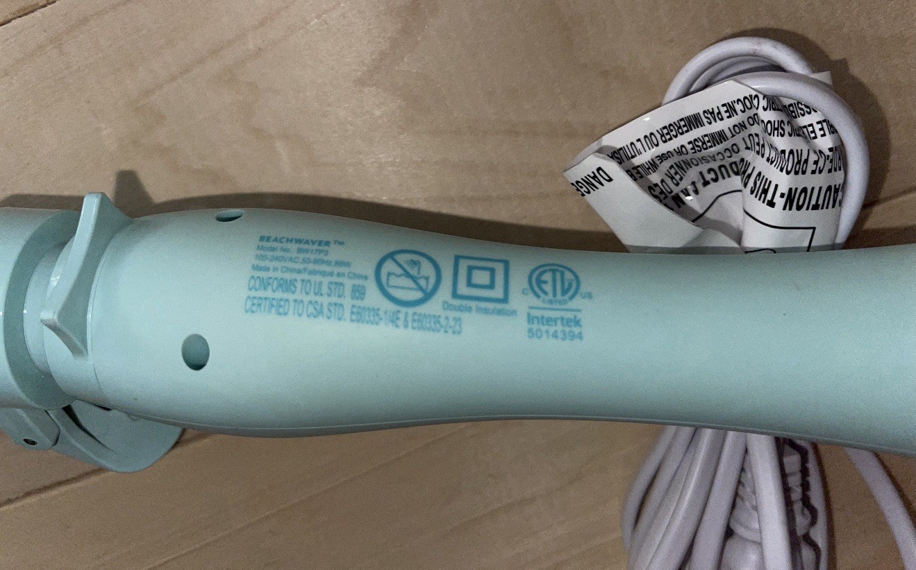 Beachwaver RARE pastel Soft Baby Minty Sky Aqua Blue 1” Barrel Curling Iron EUC