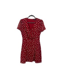 Madewell Wrap-Front Mini Dress in Seattle Floral Size 2 G8410 Red