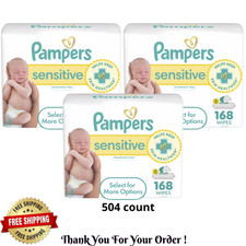 X3 Pampers Sensitive Baby Wipes Unscented, 6 Pack, 504 Total Count FREE SHIP US