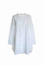 Dorothee Schumacher Minimalistische Longbluse 40 Weiß Stehkragen Tunika