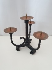 Świecznik brutalista vintage lata 70. 4 świeczniki dekoracja kute żelazo miedź 