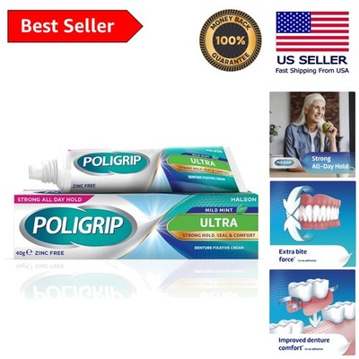 Ultra Denture Adhesive Cream - 40g Strong Hold Fixative for All-Day Comfort
