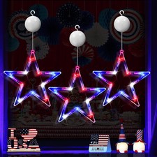 3 Pack Red White Blue Patriotic Window Lights 4th of July Party Home Decor Set