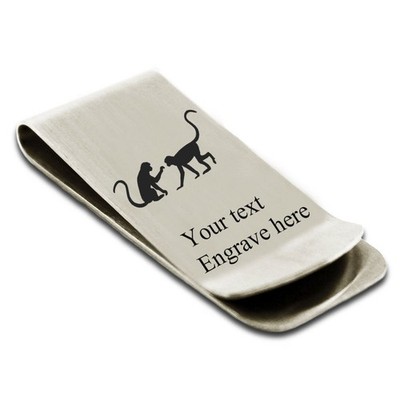 Two Monkey Money Clip Engraved, Stainless Steel Money Clip