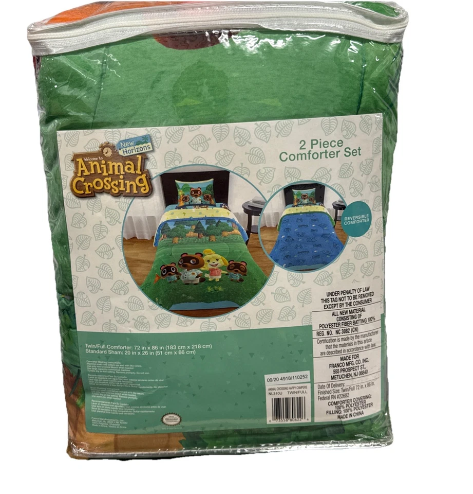 ANIMAL CROSSING 2 PIEZAS. JUEGO EDREDÓN REVERSIBLE DOBLE/COMPLETO ROPA DE CAMA INFANTIL NUEVO Foto 2 de 3