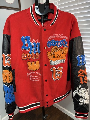 Boohoo MAN Varsity Embroidered Red W/black Jacket 4XL (C1-43)