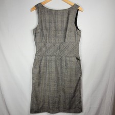 Banana Republic Wool Blend Plaid Sheath Dress Sleeveless Career Women 10 Stretch