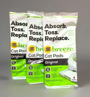 NEW Lot of 3 Purina Tidy Cats 4ct Packs Breeze Original Odor Control Cat Pads - Image 1 of 4