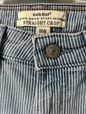 White stuff size 10 blue/white striped straight crop jeans