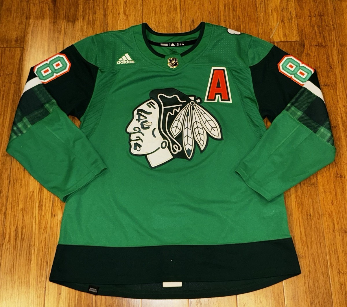 Chicago Blackhawks St Paddy's Green Patrick Kane Jersey Size 54