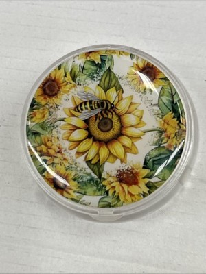 Pill Box 3 Compartment Small Pill Case Bees With Sunflowers Portable Case