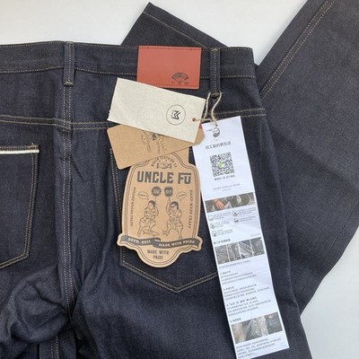 Uncle Fu Men's Raw Selvedge Jeans, Madden Clothing Model: 185/88A Size 36x32 NWT