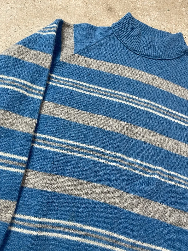 Vintage 60s Towncraft Penneys Long Sleeve Sweatshirt Medium Acrylic Striped Knit - Image 2 of 4