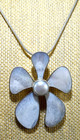 VTG MOD 1960s STERLING SILVER MOTHER O PEARL FLOWER POWER PENDANT ROPE CHAIN MCM — photo 5