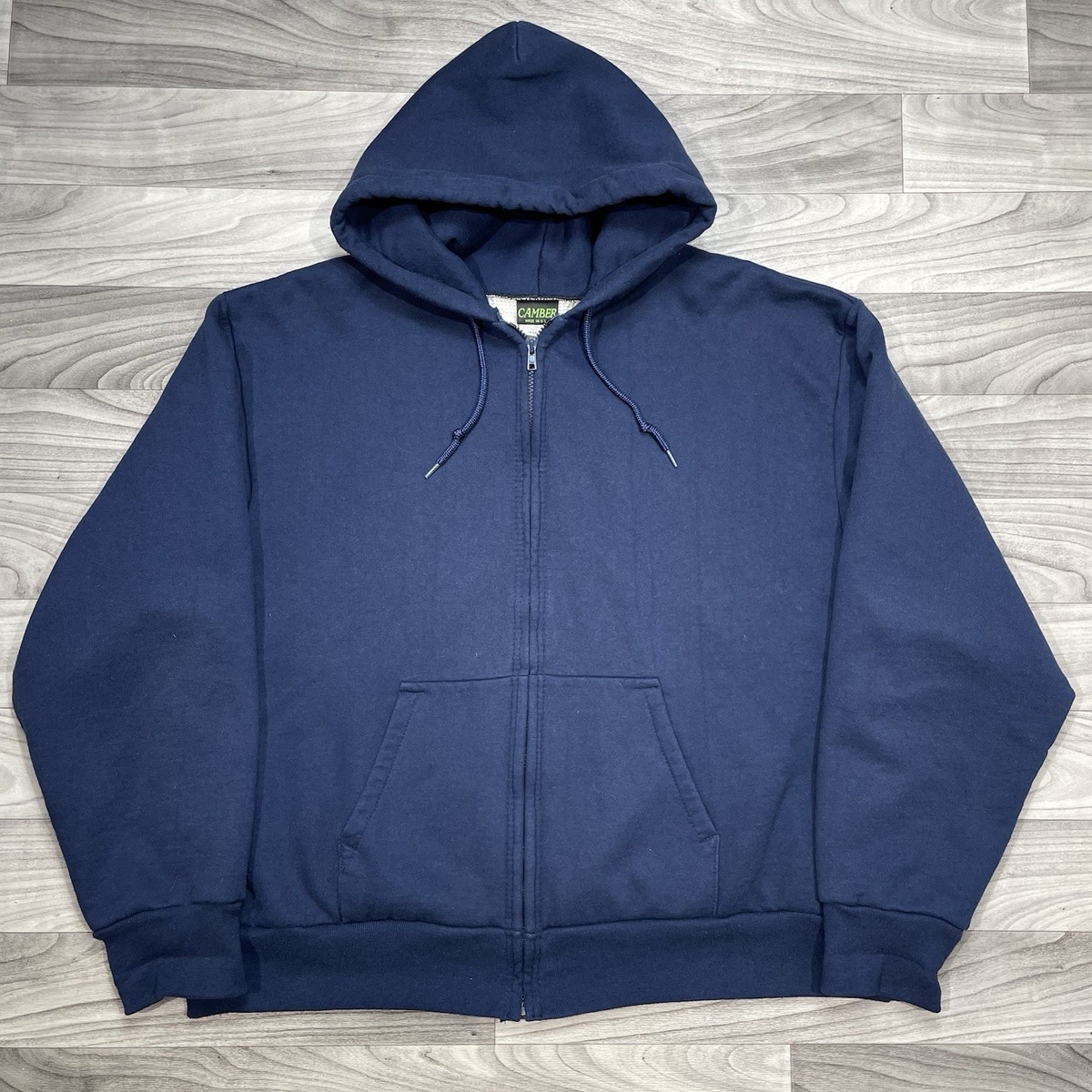 Vintage Camber Full Zip Hoodie Mens XXL Thermal Lined Navy Blue 