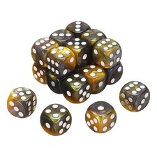 20Pcs 6 Sided Standard Dice, Acrylic D6 Pearl Pattern Dice Yellow  Drak Blue 