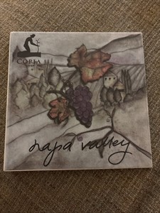 6" Square Napa Valley Ceramic Tile Trivet Cork Backed